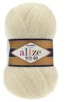 Пряжа Alize Angora Real 40 (Ангора Реал 40) - 3 мотка цвет 01 кремовый 40% шерсть, 60% акрил 100г 480м