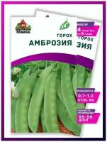 Семена Горох сахарный Амброзия, 6,0г - 4 пачки / Удачные семена, х3 / для огорода / для дома и теплиц для садоводов и огородников / для посадки