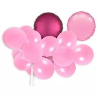 Набор праздничных воздушных шаров, цвет розовый с фуксией, 100 штук в наборе