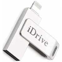 Металлическая USB Флешка для телефона Apple iPhone и iPad 128GB / Флеш-накопитель для Айфона и Айпада 128 ГБ