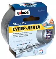 Клейкая супер-лента армированная Unibob, 50мм*25м, серая, 44265