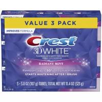 Crest 3D White Radiant Mint – Комплект из 3-х Отбеливающих зубных паст