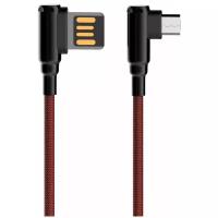 Кабель LDNIO LS422/ USB Micro/ 2m/ 2.4A/ медь: 120 жил/ Угловой коннектор/ Нейлоновая оплетка/ красный