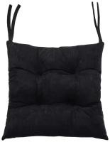 Подушка декоративная на стул MATEX VELOURS черный с завязками, чехол не съемный, ткань велюр, 42 см х 42 см х 13 см