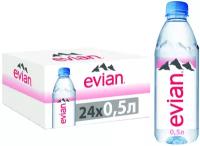 Evian Минеральная вода питьевая негазированная столовая 0,5л, 24шт