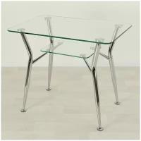 Стеклянный стол для кухни Квадро 10 прозрачный/хром (1000х600 мм)