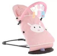 Детский шезлонг- качалка Subor Зайчик / качель для новорожденного / Кресло- шезлонг для новорожденных Заяц, Розовый