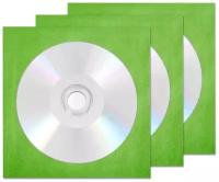 Диск CD-R CMC 700Mb 52x non-print (без покрытия) в бумажном конверте с окном, зеленый, 3 шт