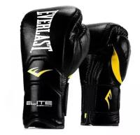 Перчатки боксёрские: Перчатки тренировочные Everlast на шнуровке Elite Pro 18oz чёрные, артикул P00000679 18 BK