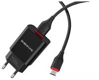 Сетевое зарядное устройство USB 2100mAh + кабель micro USB BOROFONE BA20A Черный