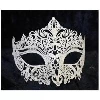 Венецианская белая маска GIGLIETTO с блестками (8781)