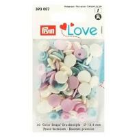 393007 Kнопки Color Snaps PrymLove, розовый/голубой/жемчужный цв., 12мм, 30шт Prym