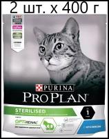 Сухой корм для стерилизованных кошек и кастрированных котов Purina Pro Plan Sterilised ADULT OPTIRENAL, с кроликом, 2 шт. х 400 г