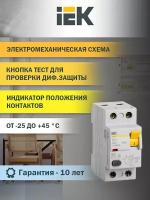 Выключатель дифференциальный (УЗО) ВД1-63 2Р 25А 30мА IEK MDV10-2-025-030 IEK 4606056046397