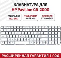 Клавиатура (keyboard) AER36700010 для ноутбука HP Pavilion G6-2000, G6-2100, G6-2200, G6-2300, G6-2000er, белая без рамки