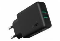 Сетевое зарядное устройство Aukey Dual-Port USB Wall Charger with GaN Power Tech, цвет Черный (PA-U50)
