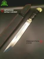 Нож разделочный нескладной Пластунский казачий, кованая сталь х12мф для охоты, рыбалки, туризма, мужчине в подарок