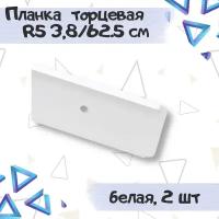 Планка для столешницы Европа 38мм*625мм, универсальная торцевая, R5 белая - 2 штуки