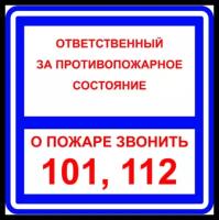 Знаки П/Б О пожаре звонить 101,112 (200х200)