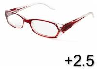 Готовые очки для зрения с диоптриями корригирующие женские +2.5, красное