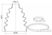 Пыльник Шруса Наружный Toyota Land Cruiser 100 ##J101 98-07 (2 Хомута. Термопластик) Sat арт. TC-045