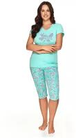 Пижама женская TARO Mila 2698-2699-01, футболка и бриджи, голубой, хлопок 100%