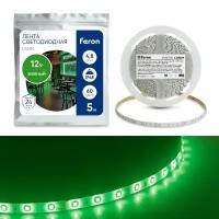 Cветодиодная LED лента Feron LS604, 60SMD(2835)/м 4.8Вт/м 5м IP65 12V зеленый, 27675