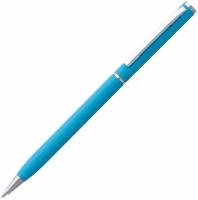 Ручка металлическая для офиса для школы с синими чернилами шариковая Hotel Chrome, ver.2, матовая голубая