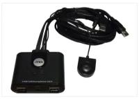 Переключатель KVM ATEN US424-A USB, 4 ПК 2 устройства + клавиатура + мышь, 4 USB A-тип 4 USB A-тип, Male Female, со встроен. шнурами 2х1.2м.+2х1.8м