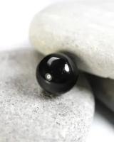 Натуральный камень Черный обсидиан для декора, поделок, бижутерии, черный, шар, диаметр 2 см