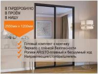 Двери для гардеробных и шкафов купе, зеркальные, в проём 2550х1200мм. Комплект 2шт