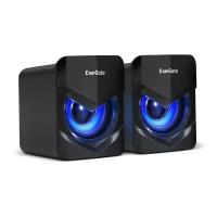 EXEGATE Колонки EX289685RUS Акустическая система 2.0 Accord 200 питание USB, 2х3Вт 6Вт RMS, 60-20000Гц, цвет черный, синяя подсветка