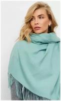 Палантин Cashmere, кашемир, с бахромой, 180х70 см, зеленый