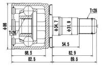 ШРУС для а/м Mitsubishi Pajero Sport (98-) 2.5d (внутр. перед. лев.) (GO 1128)