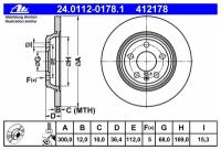 Диск торм.зад. AUDI A4/A5/Q5 1.8TFSI-3.2FSI ATE 24.0112-0178.1