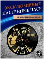 Часы настенные из Виниловых пластинок - AC DC (золотая подложка)