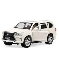 Металлическая машинка модель инерционная XLG M923X Lexus LX 570 (белый) 1:24 с звуком и светом