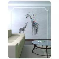 Наклейка интерьерная для декора на стену жирафы И бабочки