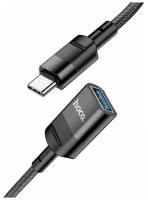 Адаптер-переходник Hoco U107 USB - USB Type-C 1.2 м, черного цвета