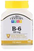 Таблетки 21st Century Vitamin B-6, 180 г, 100 мг, 110 шт