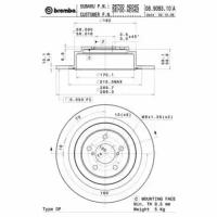 BREMBO 08.9093.11 (08909311 / 26700AE010 / 26700AE04C) диск торм. зад. вент.[289x10] 5 отв. (Комплект 2 штуки)