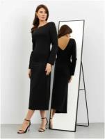 Платье VIAVILLE, вечернее, полуприлегающее, миди, размер 44, черный