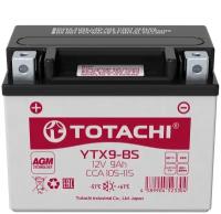 Аккумулятор для мото Totachi YTX9-BS, AGM, 9Ач, CCA 105–115A, необслуживаемый, арт. 90029