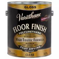 Лак для пола и паркета, Varathane Floor Finish, Глянцевый, лак для дерева, мебели и деревянных фасадов, полиуретановый органорастворимый, 3.78 л