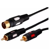 Rexant (17-2512) Шнур DIN 5 PIN - 2 Rca, Длина 1,5 Метра (gold)