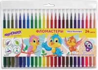 Фломастеры для рисования для детей набор Юнландия 24 цвета, Зоопарк, трехгранные, вентилируемый колпачок
