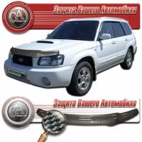 Дефлектор капота для Subaru Forester 2002-2005 Шелкография карбон серебро