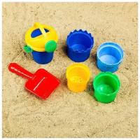 Игрушки для песочницы/игрушки для девочек и мальчиков/песочный набор игрушек/Набор для игры в песке №106: совок, 4 формочки, лейка