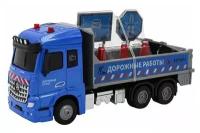 Грузовик с дорожными знаками, кабина die-cast, инерционный