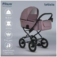 Коляска для новорожденных Pituso Leticia Classic (колеса 12d), rose metalic, цвет шасси: черный